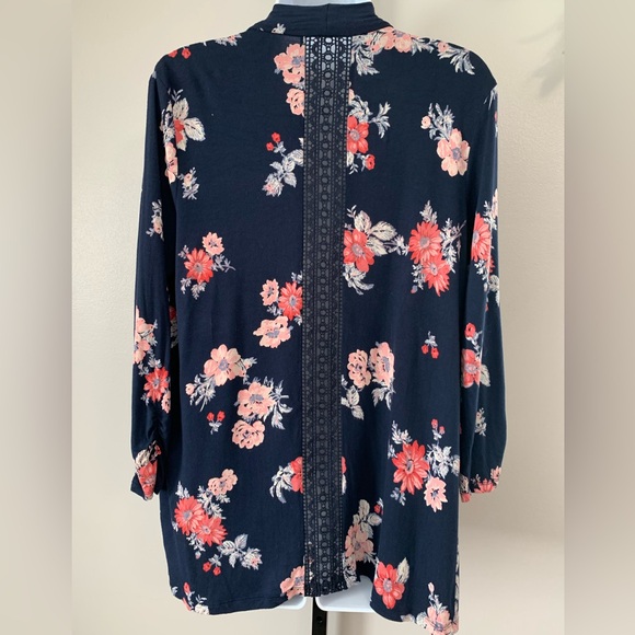 Maurices Navy With Pink Floral Cardigan - Picture 2 of 16